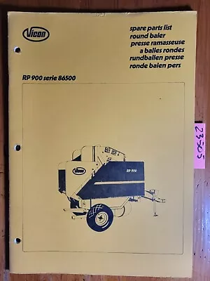 Vicon RP900 Round Baler Series 86500 Parts Manual 70.001.932 • $25