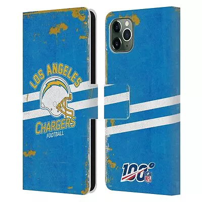 NFL LOS ANGELES CHARGERS LOGO ART LEATHER BOOK CASE FOR APPLE IPHONE PHONES • £19.95