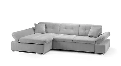 £899 • Buy Corner Sofa Bed Grey With Storage L-Shaped For Living Room - Honeypot Malvi 