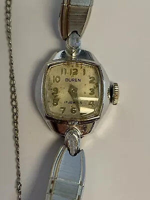 Working Vintage 1960's Ladies Silver Buren Mechanical Hand Wind Watch ED • $38