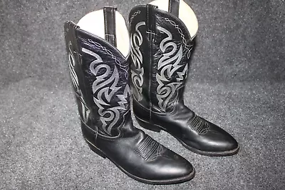 Dan Post Men's Black Western Cowboy Boots 2110 Leather Size 10.5 EW Pointed Toe • $99.95