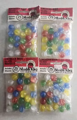 (4) Vintage Marble King - 25 Count Marbles Bag Including Shooter Lot • $19.99