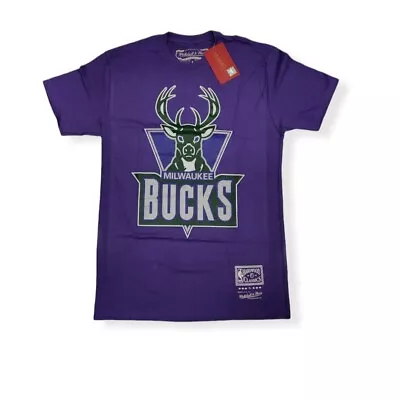 Mitchell & Ness Milwaukee Bucks Team Basic 2 Hardwood Classics Purple Tee Shirt • $34.99