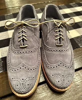 Allen Edmonds Neumok Wingtip Oxfords 8.5E Blue Suede DISCONTINUED (216N) EASTER • $95