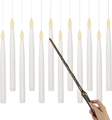 10.8  Floating Candles With Magic Wand Remote Timer Flameless Taper Candles Fli • $58.86