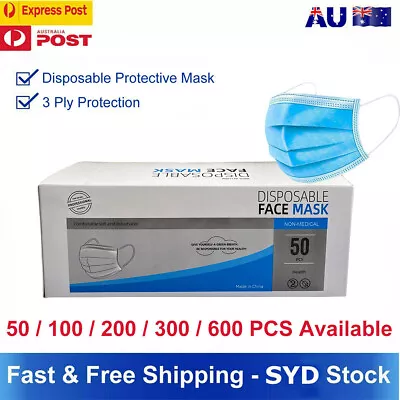 50-600PCS Face Mask Disposable Protective 3 Ply Masks General Daily Use AU-stock • $52.99