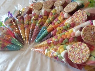 £9.95 • Buy Pre Filled Sweet Cones,Party Bag, *FREE DELIVERY * *Free Personalised Stickers*
