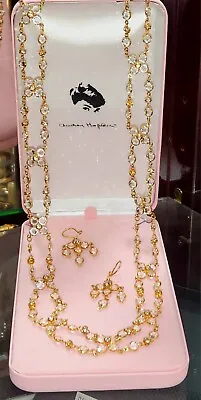 $59.99 • Buy Audrey Hepburn Crystal Necklace & Earring Set By Camrose & Kross NIB 33.5  Long