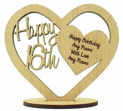 £5.95 • Buy Personalised Oak Wood Heart For 16th 18th 21st 30th 40th 50th 60th Birthday Gift