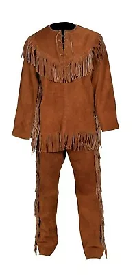 Mens Leather Buckskin Suit Including Shirt And Trouser Mountain Man Reenactment  • $199