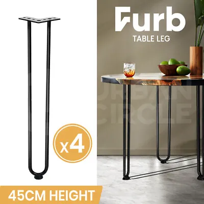 Furb 4x Hairpin Legs Coffee Dinner Table Steel Industrial Desk 2Rods 45CM Black • $35.95