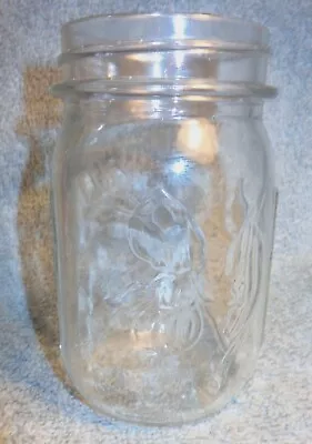 Htf Vintage 1970's Ball Pint Mason Glass Canning Jar Ladys-slipper Orchid Flower • $24.50