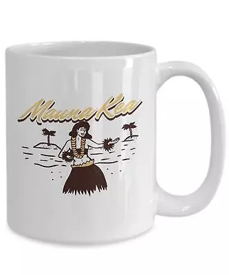 Vintage Mauna Kea Hawaii Surfer Hula Girl Palm Trees Beach White Gift Mug • $26.99