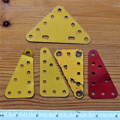 Vintage Lot Of 5 Meccano Various Flexible Triangular Plates 5 X 3 & 5 X 5 Holes • £1.50