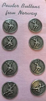 Vintage Pewter Buttons Norway Tinn -Per Ballerina • $19.50