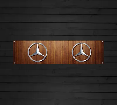 Mercedes Logo Banner Sign Waterproof Man Cave Workshop Trackside • $15.14