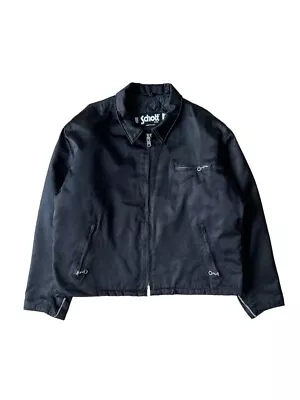 $220 • Buy Schott NY Cafe Racer Nylon Zip Jacket / Vintage Made In USA Black Faded Men's XL