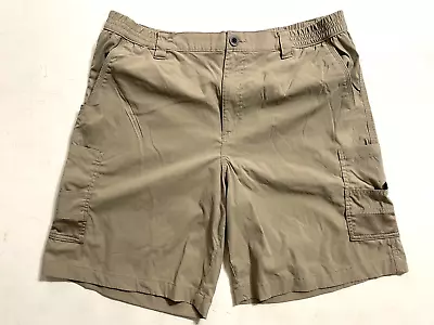 Magellan Cargo Short Mens L Brown Tan Elastic Waist Outdoor Hiking Camping Nylon • $6.30