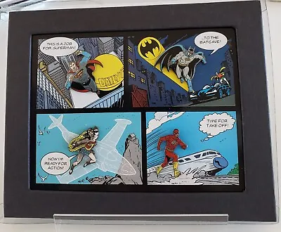 Dc Comic Super Hero Wb Superman Batman Wonder Woman Flash Framed Pin Set • $64.90