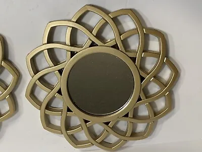 Accent Wall Mirrors Starburst Art Deco Gold Plastic MCM Retro Set Of 2 • $14.95