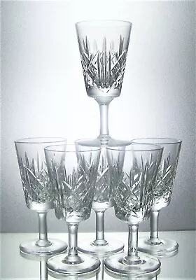 Set Of Six TUDOR Lead Crystal Cut Glass Liqueur  Shot Glasses - 10 Cm 55 Ml • £12.50