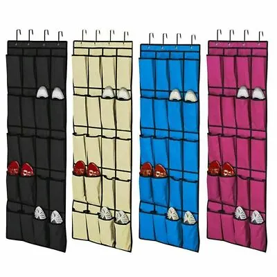 £7.99 • Buy 20 Pocket Hanging Over Door Shoe Organiser Storage Rack Tidy Space Saver 4 HOOKS