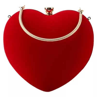 Heart Shape Clutch Bag Red Handbag Evening Prom Valentines Birthday Gift • £19.98