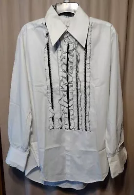 Vintage 60s Tuxedo Shirt Delton White Ruffles Tux Retro Prom XL Mens 16 1/2-34 • $32.99