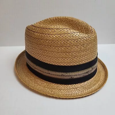 Vtg 50s Joicy Straw Hat Genuine Macara Mens 7 1/8 Fedora Khaki 1950s KNP • $35