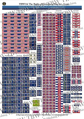 6mm Flags: Gettysburg Union & CSA Armies - Generic Sheet Of 350(TBW14) • £10.95