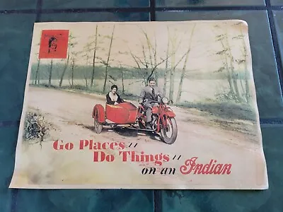 Vintage INDIAN MOTORCYCLE Dealer Poster Sign • $49.99