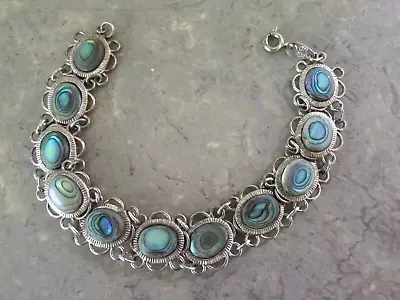 Vintage Sterling Silver With ABALONE SHELL Signed 925 ND Bracelet  7  • $40