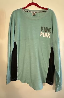 PINK VS Victoria’s Secret Women  Logo Green Sweatshirt M Medium • $11.91