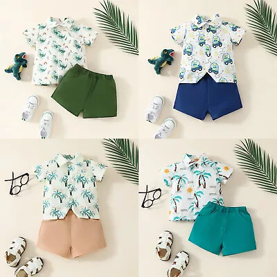 Toddler Baby Boy Summer Clothes Hawaiian Outfit Short Sleeve T-shirt Top Shorts  • £6.89