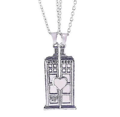 Doctor Who Tardis Necklaces 2 Piece Couples BFF Best Friends Necklace Set • £18.33