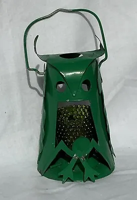 Vtg Rare Metal Green Owl Lantern Style Candle Holder Double Sided Hong Kong • $29.95