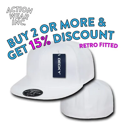 $9.95 • Buy Decky Rp1 Mens Plain Fitted Hat Casual Retro Flat Bill Hats Baseball Cap Caps