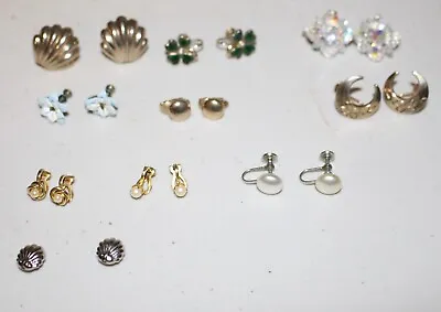 Lot Of 10 Pair Vintage-Now Gold Silver Tone Clip On Screw On Magnetic Earrings • $15