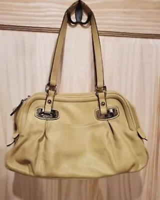 B Makowsky Leather Handbag Yellow Purse Tote Satchel Triple Zipper Dust Bag  • $24.99