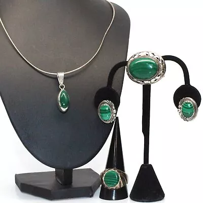 Sterling Silver Jewelry Set With Malachite 53.70g • $9.99