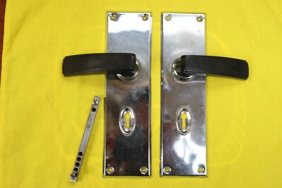 £26.95 • Buy Pair Of Reclaimed Black Bakelite Door Handles, With Back Plates - Multi