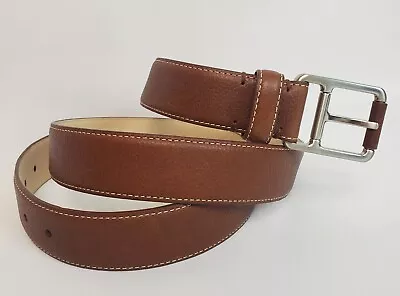 Lacoste Men's Brown Genuine Leather Belt 25024 Size 40 Silver Hardware • $39.99