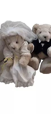 Vermont Teddy Bear Wedding Bear Bride And Groom 16  ~1994 • $49.99