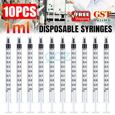 10pcs Syringes 1ml Plastic Disposable Sterile Syringe Tube Nutrient Measuring AU • $6.51