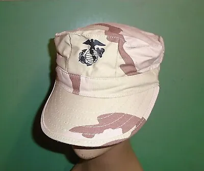 US Marine Corps USMC EGA Desert DCU 3 Color Camo 8 Point Cover Hat Cap All Sizes • $19.99