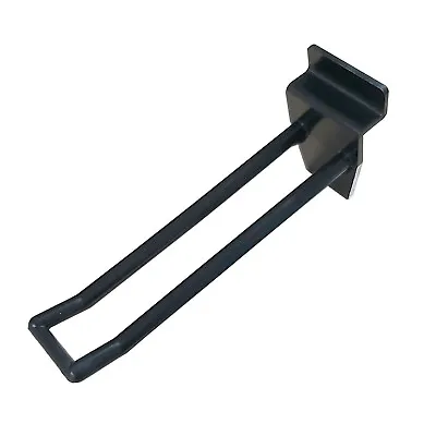 20 X Black Hard Plastic Slatwall Euro Hooks 100mm/4  Shop Display (EURO58) • £11.58