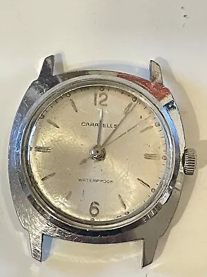 Vintage Men's CARAVELLE Jewel Mechanical Watch  Silver Tone RUNS NICE ORIGIN • $19.95