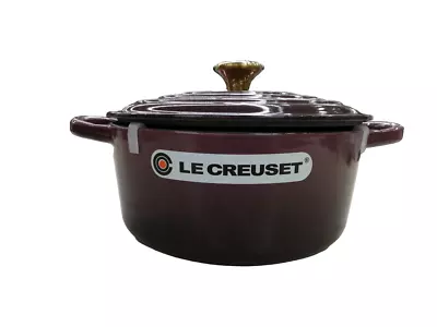 Le Creuset Signature Cocotte 22cm 3.5qt Fig Gold Knob Cast Iron From Japan • £349.85