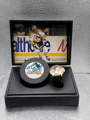 Mario Lemieux Signed Hockey Puck Working Fossil Watch Limited Edition JSA Cert!  • $275