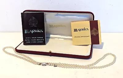 Genuine Majorica Pearl Necklace & Box 80cm - 925 Silver Clasp • $37.29